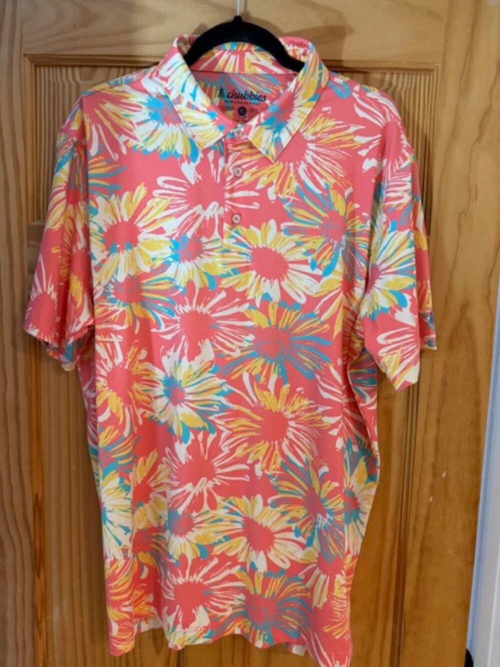 Chubbies Hawaiian Shirt Mens XL Tropical Stretch Performance Button Up Beach